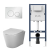 Toaletný set s inštaláciou AM.PM Spike tornado bezokrajové, so sedadlom Microlift, biela Mechanické tlačidlo na splachovanie