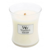 WoodWick Island Coconut - Kokosový ostrov vonná sviečka s dreveným knôtom a viečkom sklo stredné 275 g