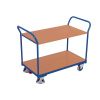 Prepravný vozík z ocele, 2 police, práškovo lakovaný, TPE kolieska, EasySTOP, 850 x 500 mm
