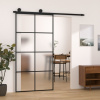 vidaXL Posuvné dvere s kovaním ESG sklo a hliník 102,5x205 cm 3152144