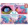 Puzzle Přátelští dinosauři 4v1 (20,40,60,80 dílků) - Educa