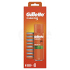 Gillette Fusion Pánske náhradné holiace hlavice + Gél na holenie Sensitive (Set) 8 náhradných hlavíc + 200 ml holiaci gél