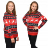Detský sveter - Veselé vianočné sveter 134 červené (Červený svetový sveter pre deti Norwegian 9/10)