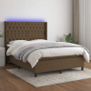 vidaXL Posteľ boxsping s matracom a LED tmavohnedá 140x190 cm látka