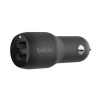 Belkin BOOST CHARGE™ 24W Duální USB-A nabíječka do auta, černá CCB001btBK