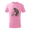 Medveď na bicykli - Tričko detské bavlnené - 146 cm/10 rokov ( Ružová )