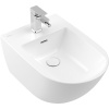 VILLEROY & BOCH Subway 3.0 závesný bidet s otvorom, s prepadom, 375 x 560 mm, Stone White, s povrchom CeramicPlus, 447000RW