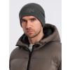 Ombre Men's knitted beanie hat with embroidered inscription - graphite šedá One size Ombre 5902228999379