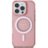 Guess IML Rhinestones Ring MagSafe Zadní Kryt pro iPhone 16 Pro Max Pink GUHMP16XPFTDTEP
