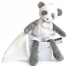 Plyšová panda na maznanie Attrape-Rêves Doudou et Compagnie sivá v darčekovom balení 28 cm od 0 mes