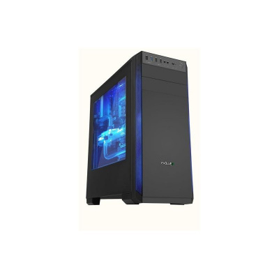 EVOLVEO T3, case ATX, 2x USB2.0 / 1x USB3.0 , 3x 120mm (modrý), černý s modrým podsvícením CAET3