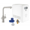 Grohe BLUE PROFESSIONAL dřezové elektronická baterie, s vytahovací koncovkou, s filtračním a chladícím zařízením, Bluetooth, napájení ze sítě, supersteel