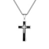 MSPERK Prívesok kríž s retiazkou Lux Black Steel z chirurgickej ocele