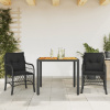 3dílný bistro set s poduškami černý polyratan Černý 3212042
