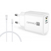 CONNECT IT DUPLEX Nabíjecí adaptér 1xLightning + 1×USB-C, 20W, kabel 27W, BÍLÝ