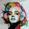 Vymalujsisam.sk Maľovanie podľa čísiel - Marilyn Monroe Farebný portrét Veľkosť: 50x50cm, Rám: Bez rámu, iba zrolované plátno