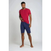 Henderson Pánske krátke bavlnené pyžamo Henderson Dune 38879-33X červeno-tmavomodré, Veľkosť M, Farba červená-tmavomodrá