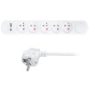 Solight PP152USBC 5z predlžovací prívod s USB A+C nabíjačkou 2.4A, 3m, 3 x 1mm2, s vypínačom, biela