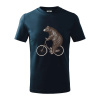 Medveď na bicykli - Tričko detské bavlnené - 122 cm/6 rokov ( Tmavomodrá (takmer čierna) )