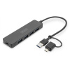 Digitus DA-70235 4 porty USB Hub s konektorom USB C čierna; DA-70235