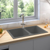 vidaXL Kuchynské umývadlo Sivé 760x480x184 mm Granit 147082