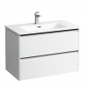 Laufen PALACE umýv.skrinka 80x45 cm+umývadlo Slim,2 zásuvky,úchyty tmavý Hliník,Biela Lesk H8617052611041