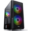 Modecom PC herní skříň VOLCANO AMIRANI ARGB BLACK MIDI, 2x USB 3.0, 1x USB-C, audio HD, černá, bez zdroje