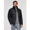 Ombre Men's quilted jacket with stand-up collar and chest zips - black čierna | šedá L Ombre 5907064518975