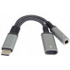 PremiumCord Redukce USB-C /3,5mm jack s DAC chipem + USB-C pro nabíjení 13cm 8592220022891