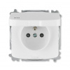 ABB TANGO Zásuvka 5519A-A02997 B jednonásobná s clonkami, s víčkem, IP44, bezšroubové svorky, bílá