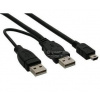 PREMIUMCORD Kabel USB 2.0 napájecí Y kabel A/M + A/M -- A/M mini 0.4m + 0.5m ku2y02