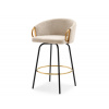 CatN Dizajnová barová stolička ERIKA krémová + čierno zlaté nožičky