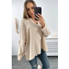 Fashionweek Talianska bavlnená blúzka s výstrihom do V K9448 Farba: latte, Veľkosť: Universal
