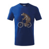 Medveď na bicykli - Tričko detské bavlnené - 158 cm/12 rokov ( Kráľovská modrá )