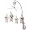 Plušový kolotoč nad postieľku Rabbit - sivo/biely