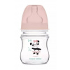 Canpol Babies Antikolik. fľaštička so širokým hrdlom, Exotic Animals, 120 ml - ružová