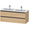 DURAVIT Ketho 2 závesná skrinka pod dvojumývadlo, 2 zásuvky, 1280 x 480 x 550 mm, dub prírodný, K25266030300000
