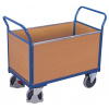 Variofit Plošinový vozík s dvoma madlami a bočnými stenami s plnou výplňou, Variofit, ložná plocha 85 x 47 cm, do 400 kg, modrá/antracit Farba: modrá RAL5010