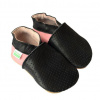 Hopi Hop Kožené capáčky Barefoot Veľ. XL (18-24 mes.) Dierované čierno-ružové