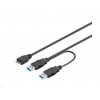 PREMIUMCORD Kabel USB 3.0 2xA - micro (M/F) 30cm DUÁLNÍ (extra napájení) ku3y01