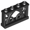 19121 Black Fence 1 x 4 x 2 Ornamental with 4 Studs (Černý plot 1 x 4 x 2 okrasný se 4 kolíky)