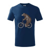 Medveď na bicykli - Tričko detské bavlnené - 146 cm/10 rokov ( Polnočná modrá )