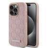 Karl Lagerfeld PU kožený zadný kryt Monogram Metal Logo Magsafe pre iPhone 15 Pro Max Pink