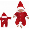 Z&Z Detský pletený overal s kapucňou Baby Santa, červený, veľ. 80, 80 (9-12m)