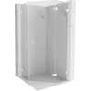 Mexen Lunar, L pravý výklopný päťuholníkový sprchový kút 90 x 90 cm, 8mm číre sklo, biely profil, 831L-090P-090L-20-00-P