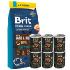 BRIT Premium By Nature Sensitive Lamb 15 kg + 3 kg & Wild Farm Monoprotein Beef 6x400g hypoalergénne krmivo pre psov