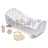 Drevená kolíska Labuť Sweet Dreams Dolly Bed Tender Leaf Toys pre 36 cm bábiku s textilným vankúšom a perinkou