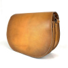 Tmavo žltá kožená kabelka, ručne tieňovaná, uzatváranie - skrytý magnet