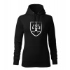 DRAGOWA dámska mikina s kapucňou slovenský znak, čierna 320g/m2 - M