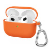AppleMix Puzdro / obal pre Apple AirPods 3 - nálepka + karabína - silikónové - oranžové